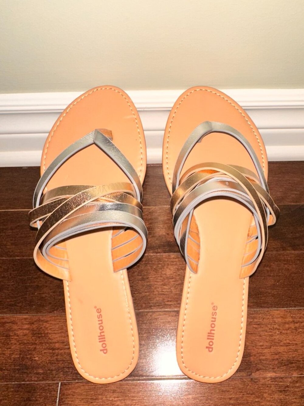 DOLLHOUSE Gold and Silver Slippers - Size 9